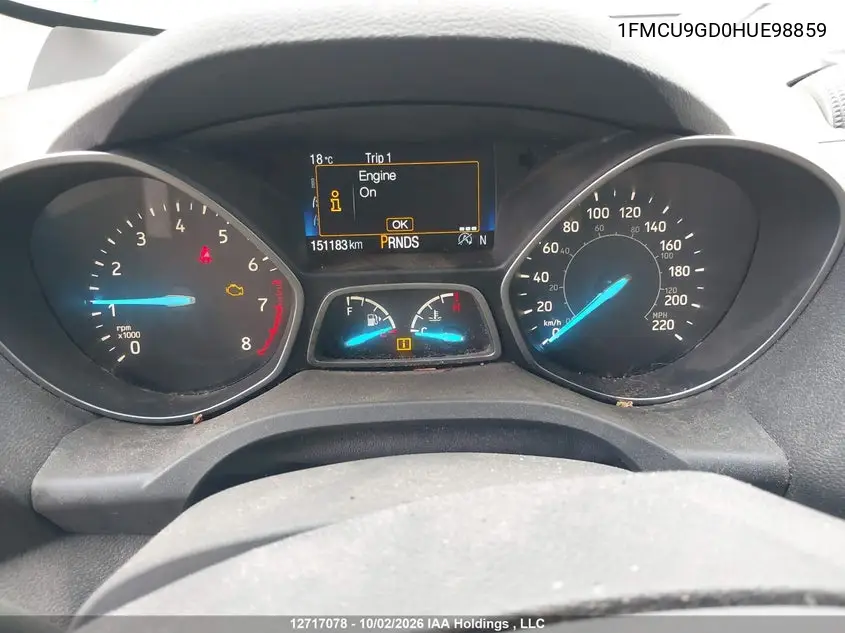 2017 FORD ESCAPE VIN 1FMCU9GD0HUE98859 — фото 7