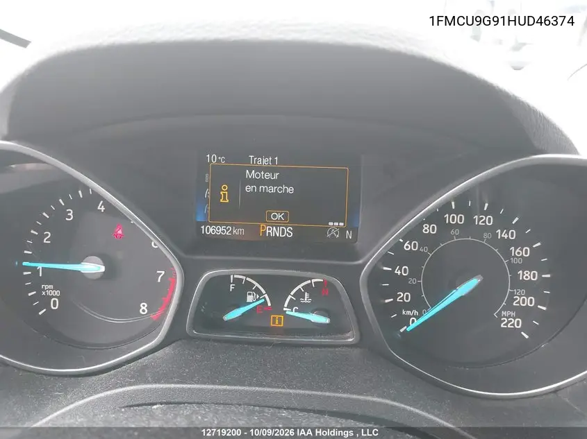 2017 FORD ESCAPE VIN 1FMCU9G91HUD46374 — фото 7
