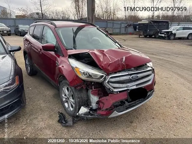 FORD ESCAPE 2017, VIN 1FMCU9GD3HUD97959