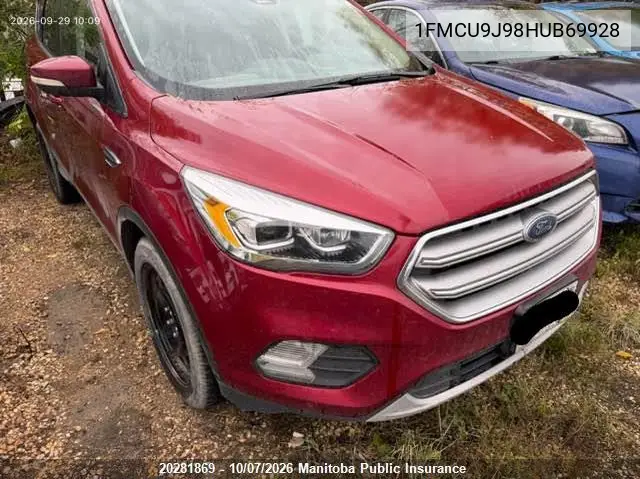FORD ESCAPE 2017, VIN 1FMCU9J98HUB69928