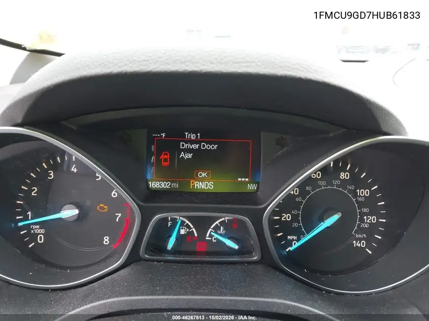 2017 FORD ESCAPE VIN 1FMCU9GD7HUB61833 — фото 7