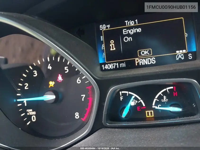 2017 FORD ESCAPE VIN 1FMCU0G90HUB01156 — фото 7