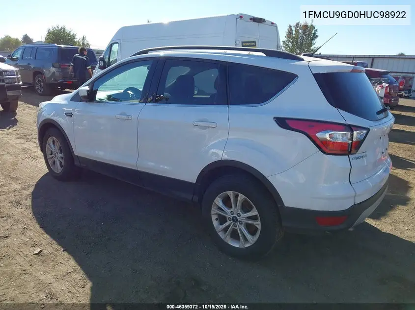 2017 FORD ESCAPE VIN 1FMCU9GD0HUC98922 — фото 3