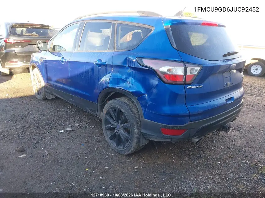 FORD ESCAPE 2018, VIN 1FMCU9GD6JUC92452