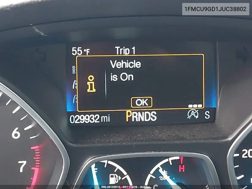2018 FORD ESCAPE VIN 1FMCU9GD1JUC38802 — фото 15