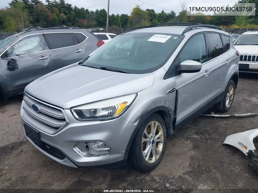 2018 FORD ESCAPE VIN 1FMCU9GD5JUC43758 — фото 2
