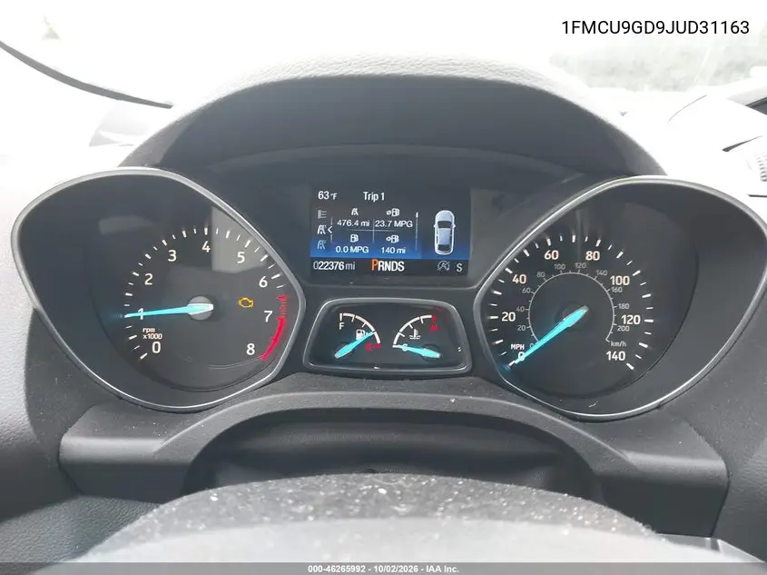 2018 FORD ESCAPE VIN 1FMCU9GD9JUD31163 — фото 7