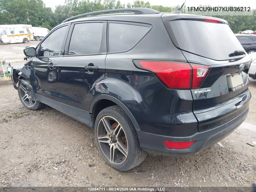 2019 FORD ESCAPE VIN 1FMCU9HD7KUB36212 — фото 3