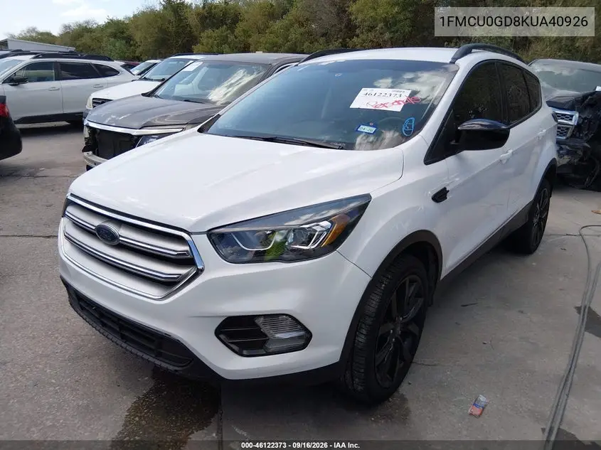 2019 FORD ESCAPE VIN 1FMCU0GD8KUA40926 — фото 2