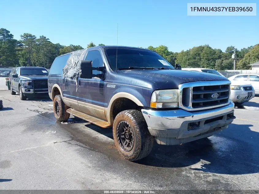 FORD EXCURSION 2000, VIN 1FMNU43S7YEB39650