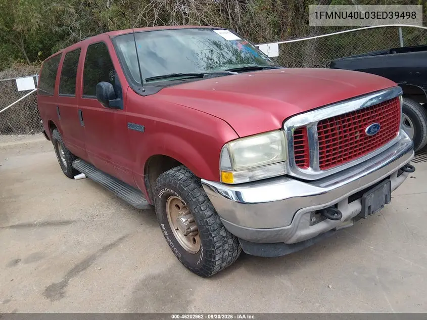 FORD EXCURSION 2003, VIN 1FMNU40L03ED39498