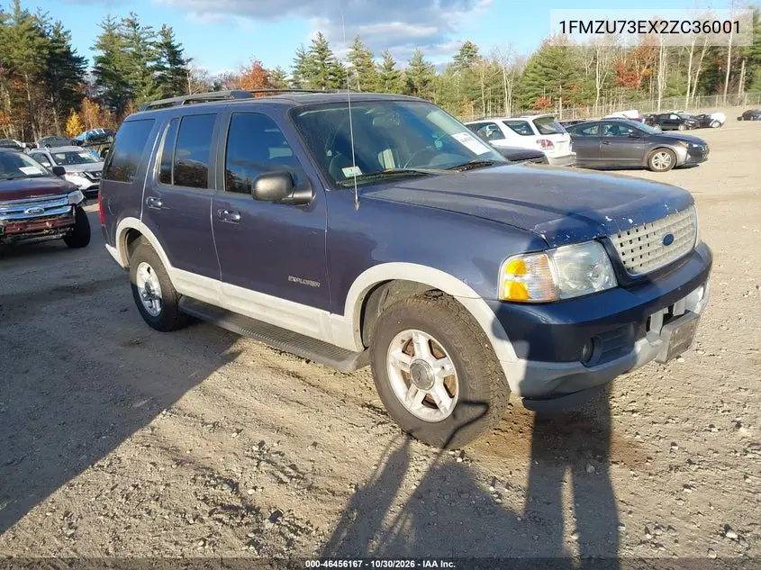 FORD EXPLORER 2002, VIN 1FMZU73EX2ZC36001