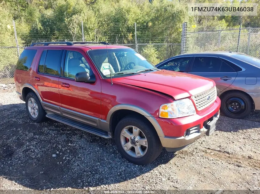 FORD EXPLORER 2003, VIN 1FMZU74K63UB46038