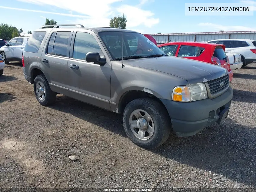 FORD EXPLORER 2003, VIN 1FMZU72K43ZA09086