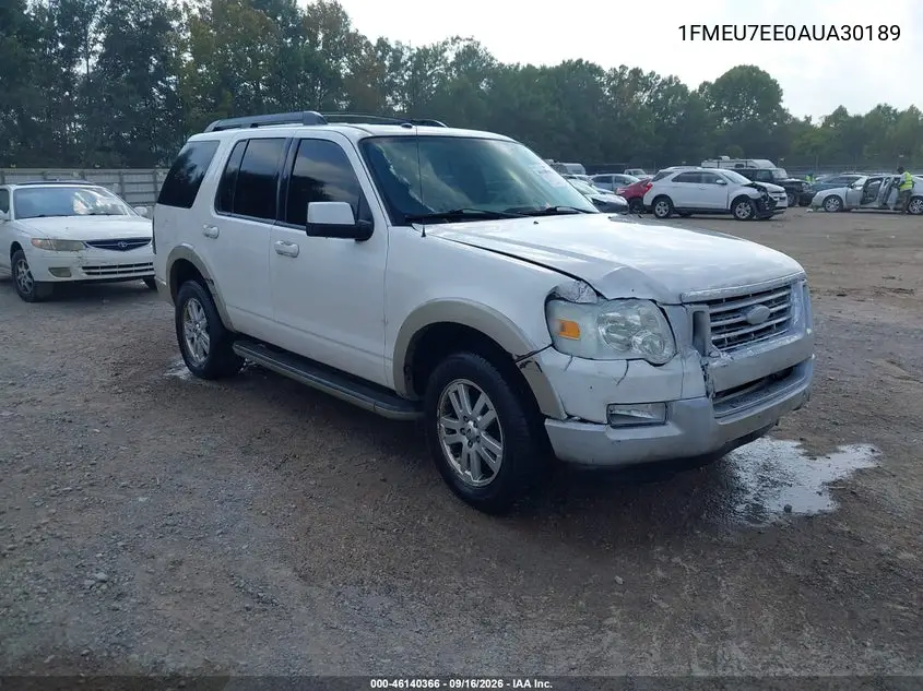 FORD EXPLORER 2010, VIN 1FMEU7EE0AUA30189