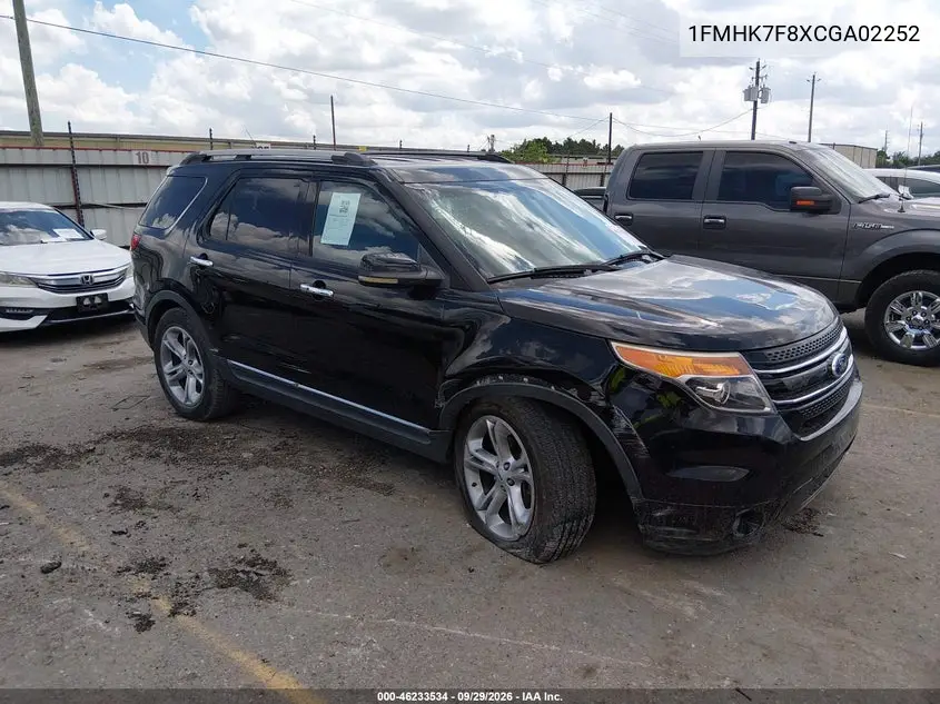 FORD EXPLORER 2012, VIN 1FMHK7F8XCGA02252