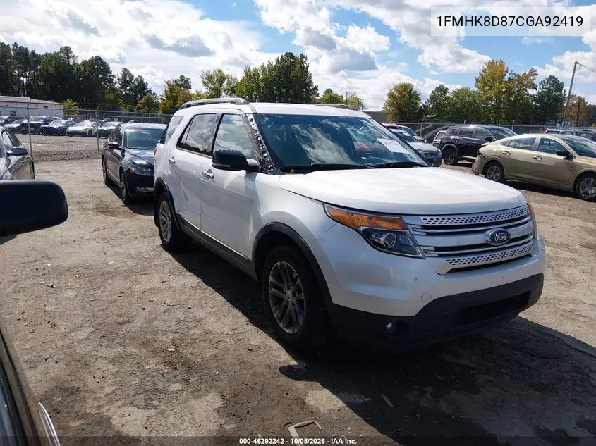 FORD EXPLORER 2012, VIN 1FMHK8D87CGA92419
