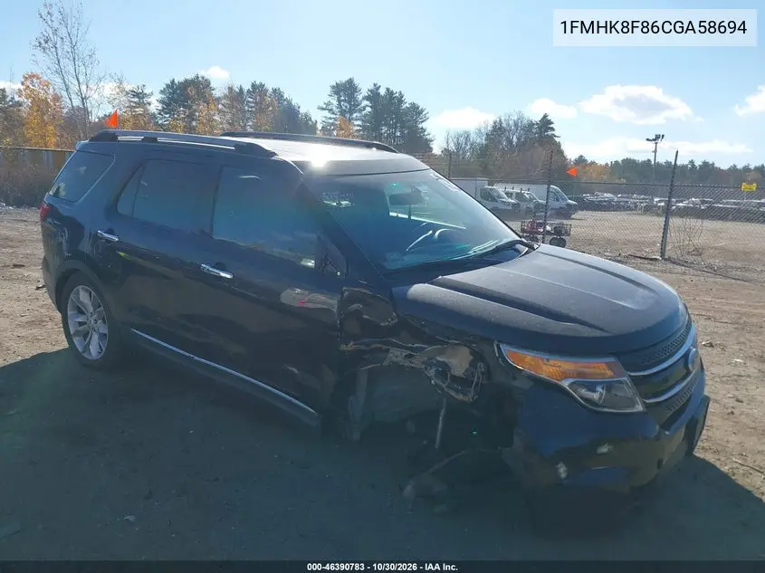 FORD EXPLORER 2012, VIN 1FMHK8F86CGA58694