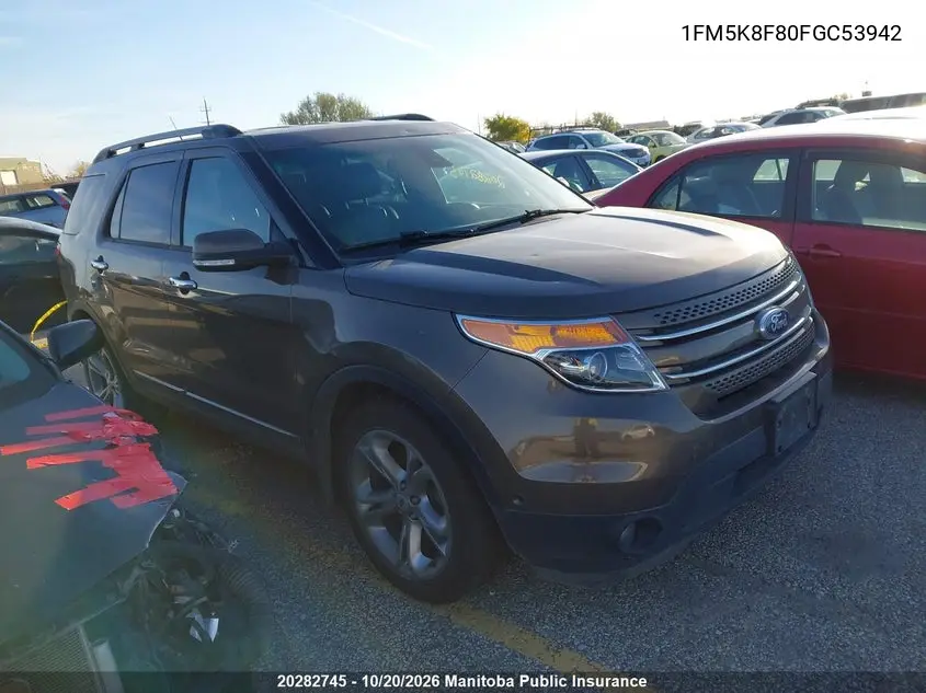 FORD EXPLORER 2015, VIN 1FM5K8F80FGC53942