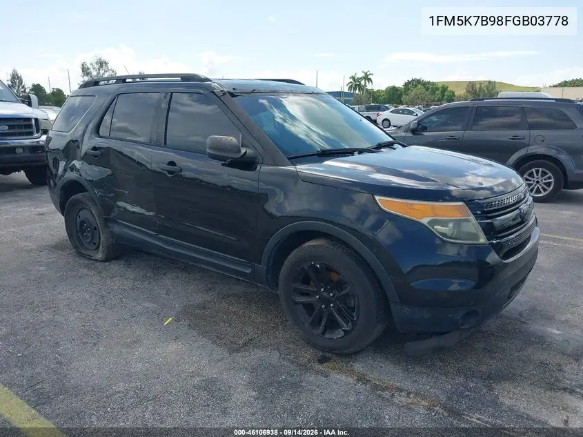 FORD EXPLORER 2015, VIN 1FM5K7B98FGB03778