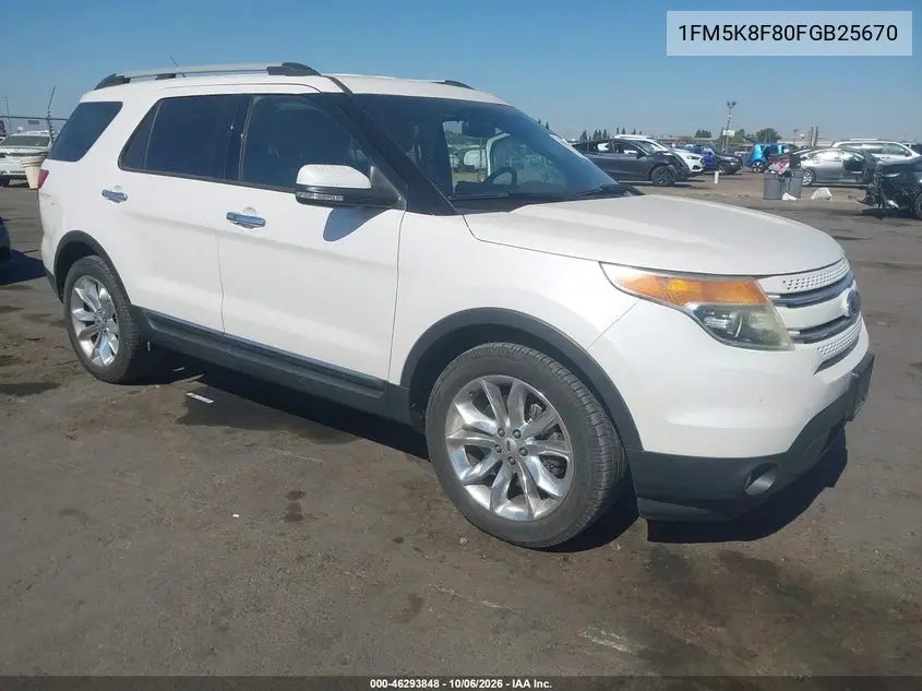 FORD EXPLORER 2015, VIN 1FM5K8F80FGB25670
