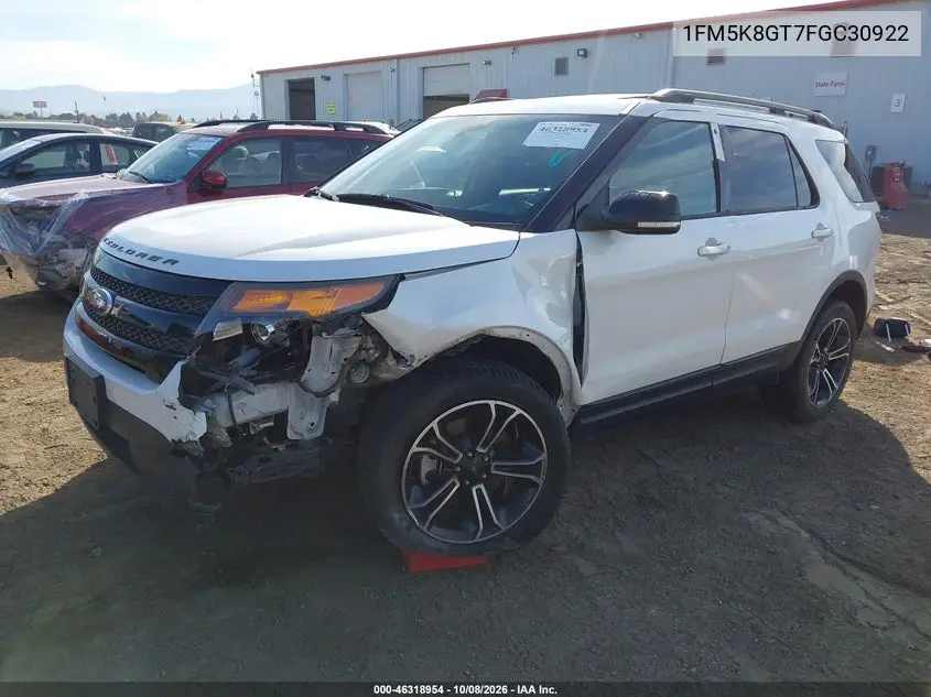 2015 FORD EXPLORER VIN 1FM5K8GT7FGC30922 — фото 2