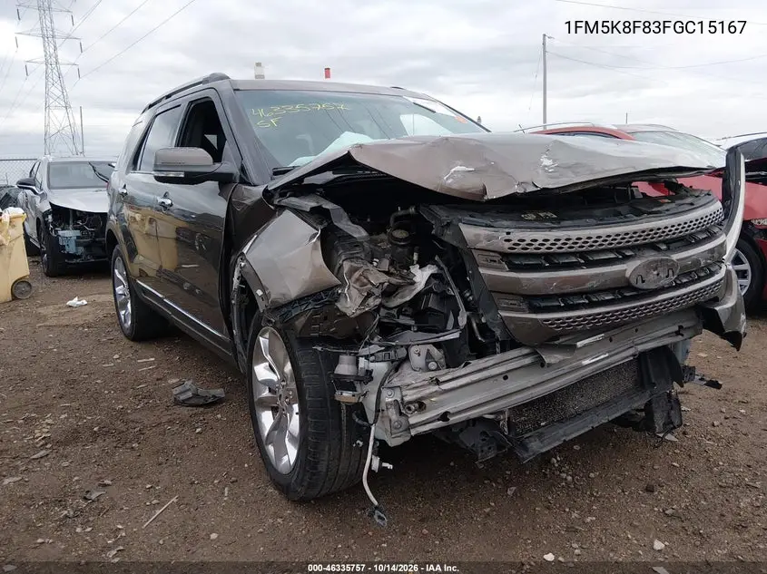 FORD EXPLORER 2015, VIN 1FM5K8F83FGC15167