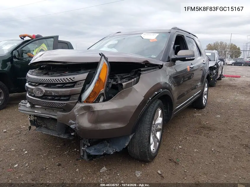 2015 FORD EXPLORER VIN 1FM5K8F83FGC15167 — фото 2