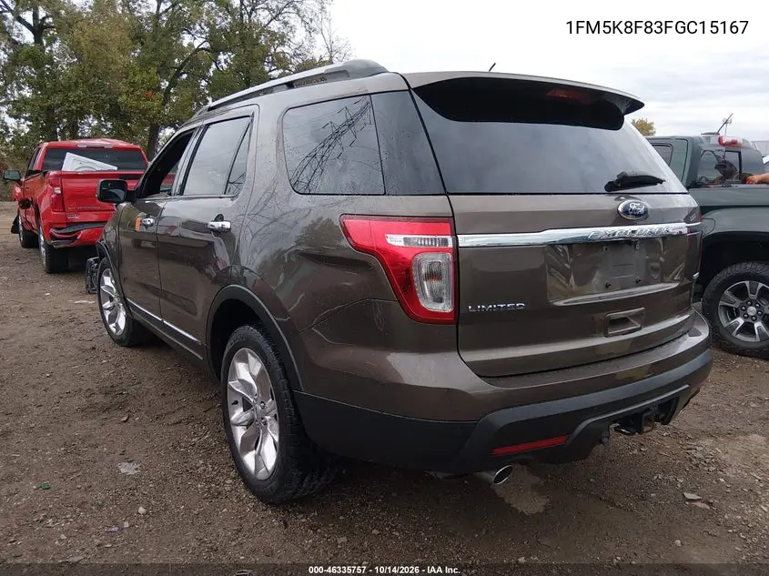 2015 FORD EXPLORER VIN 1FM5K8F83FGC15167 — фото 3