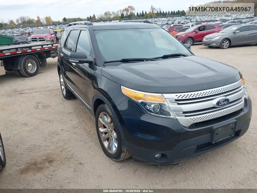 FORD EXPLORER 2015, VIN 1FM5K7D8XFGA45967