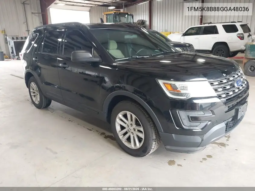 FORD EXPLORER 2016, VIN 1FM5K8B88GGA48036