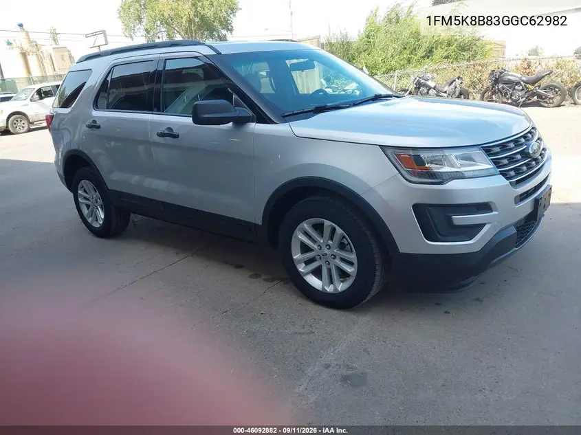 FORD EXPLORER 2016, VIN 1FM5K8B83GGC62982