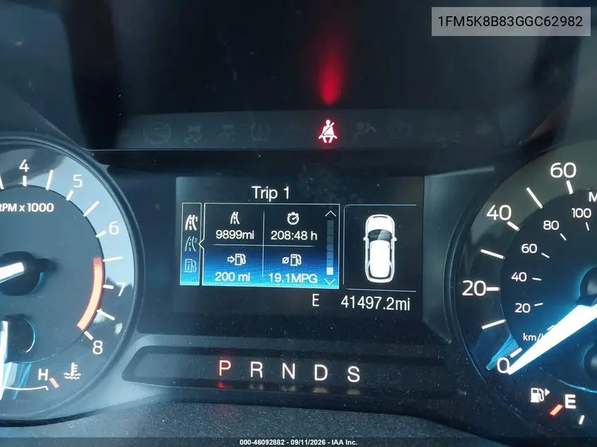 2016 FORD EXPLORER VIN 1FM5K8B83GGC62982 — фото 16