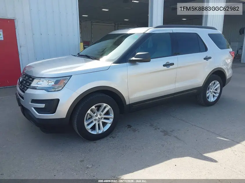 2016 FORD EXPLORER VIN 1FM5K8B83GGC62982 — фото 2