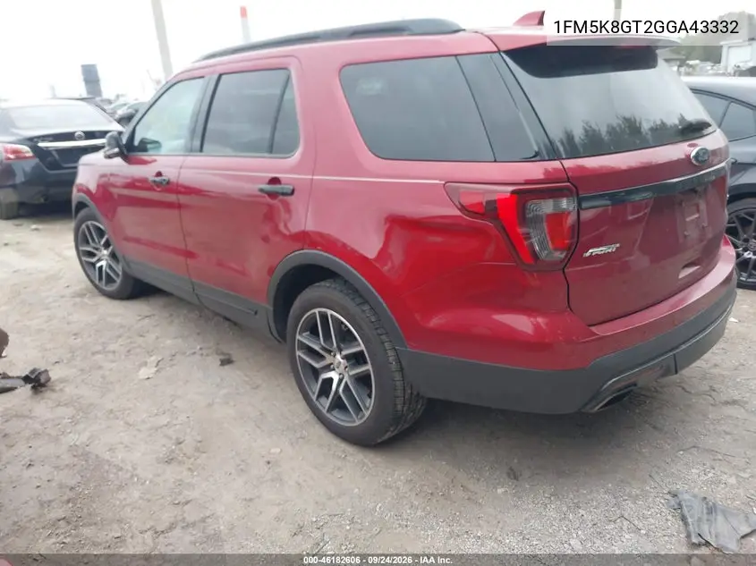 2016 FORD EXPLORER VIN 1FM5K8GT2GGA43332 — фото 3