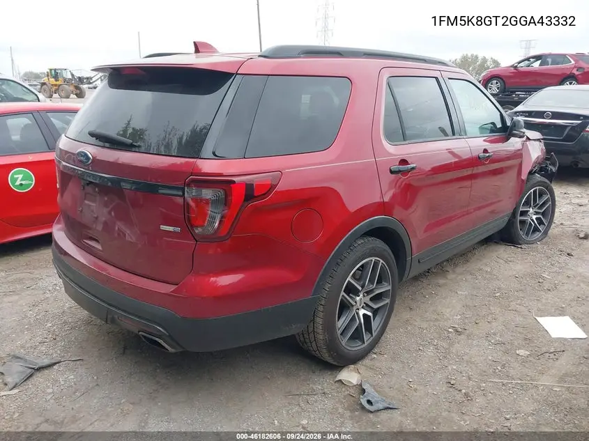 2016 FORD EXPLORER VIN 1FM5K8GT2GGA43332 — фото 4