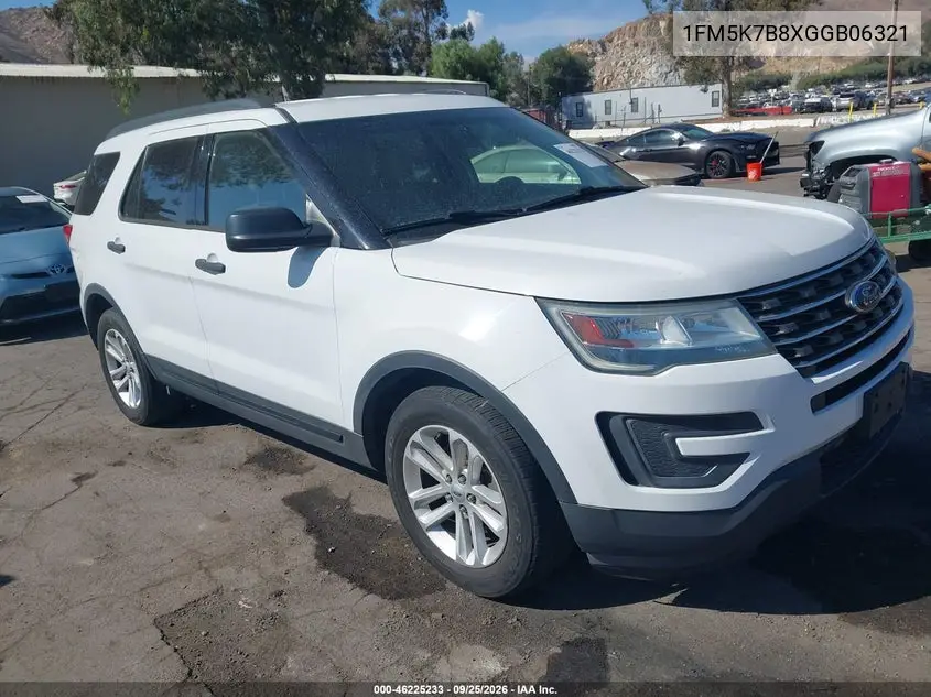 FORD EXPLORER 2016, VIN 1FM5K7B8XGGB06321