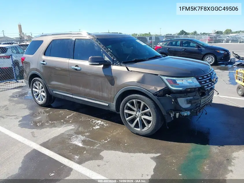 FORD EXPLORER 2016, VIN 1FM5K7F8XGGC49506