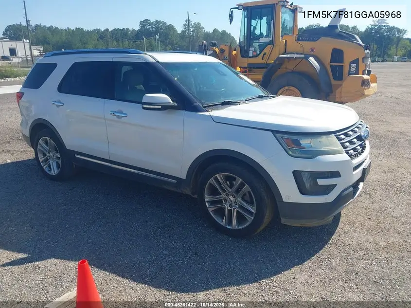 FORD EXPLORER 2016, VIN 1FM5K7F81GGA05968