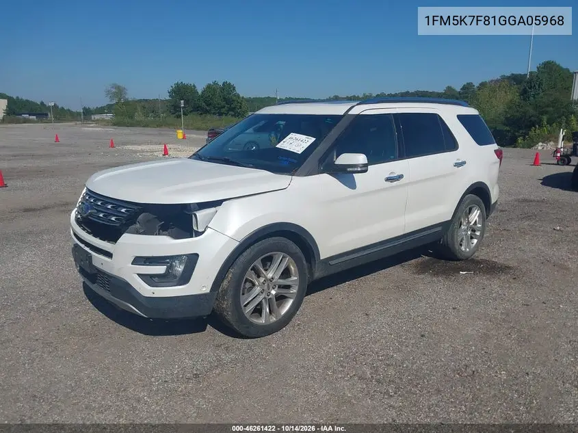 2016 FORD EXPLORER VIN 1FM5K7F81GGA05968 — фото 2