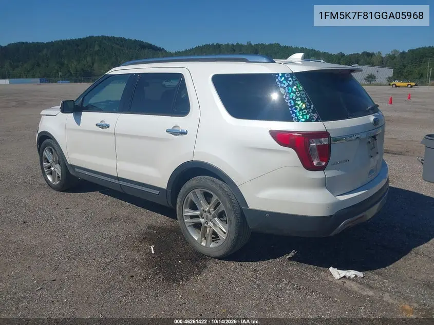 2016 FORD EXPLORER VIN 1FM5K7F81GGA05968 — фото 3