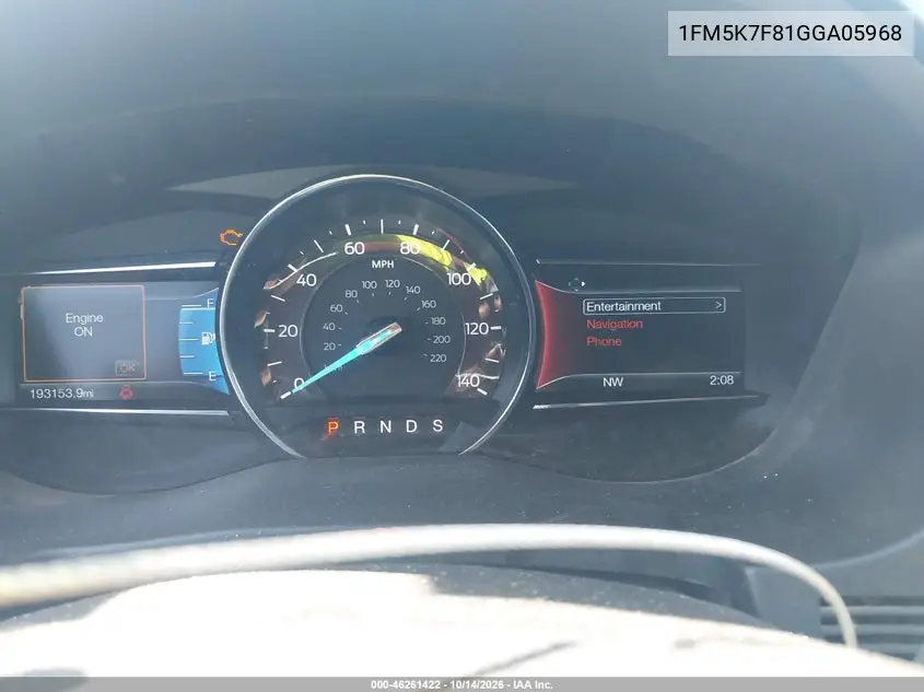 2016 FORD EXPLORER VIN 1FM5K7F81GGA05968 — фото 7