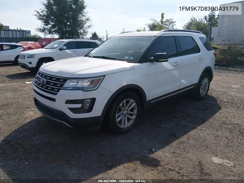 2016 FORD EXPLORER VIN 1FM5K7D83GGA31779 — фото 2