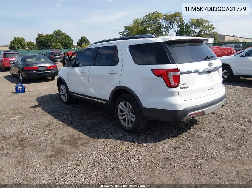 2016 FORD EXPLORER VIN 1FM5K7D83GGA31779 — фото 3