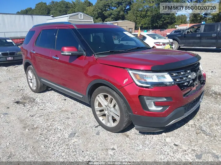FORD EXPLORER 2016, VIN 1FM5K7F86GGD20720