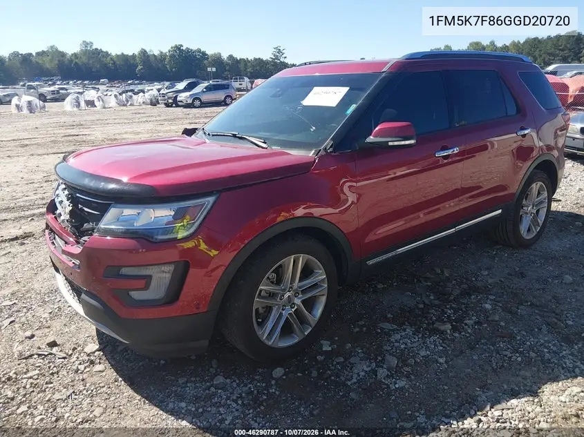 2016 FORD EXPLORER VIN 1FM5K7F86GGD20720 — фото 2