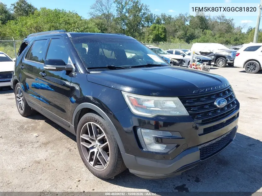 FORD EXPLORER 2016, VIN 1FM5K8GTXGGC81820