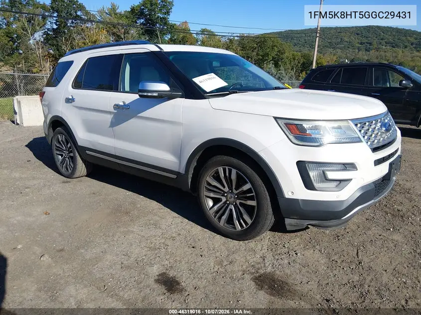 FORD EXPLORER 2016, VIN 1FM5K8HT5GGC29431