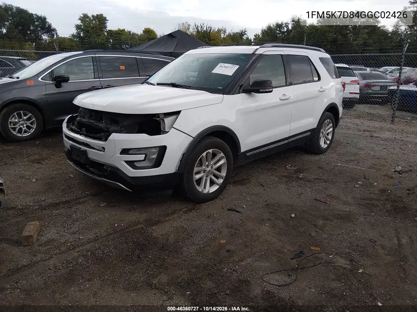 2016 FORD EXPLORER VIN 1FM5K7D84GGC02426 — фото 2