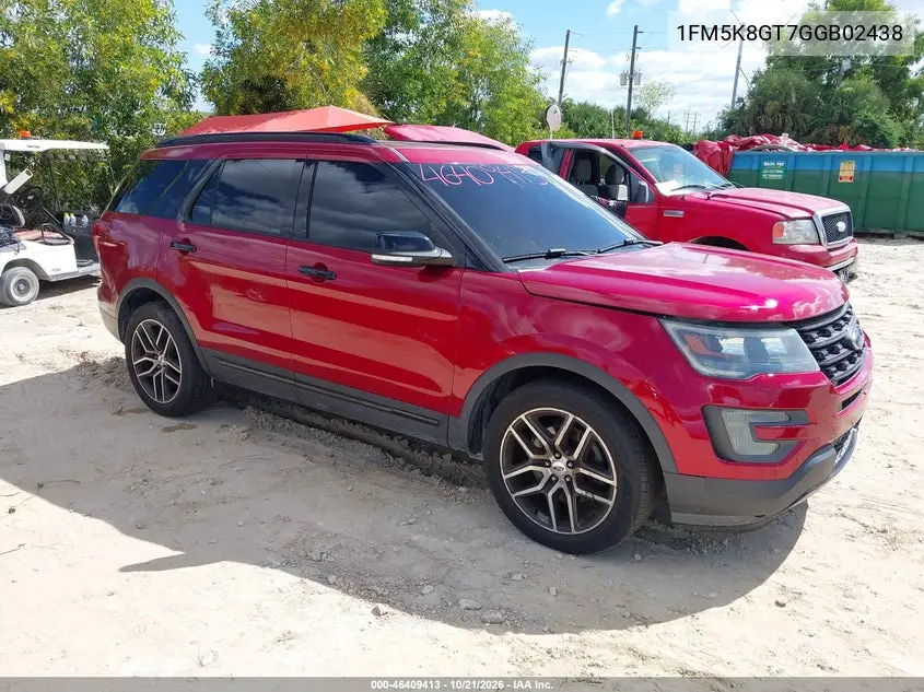 FORD EXPLORER 2016, VIN 1FM5K8GT7GGB02438